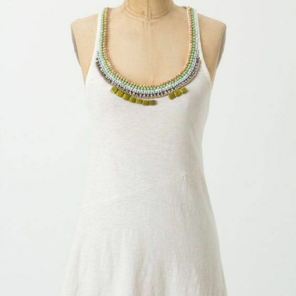 Anthropologie Cotton Racerback Tank Staccato Garnish Top By Ric Rac, Size S - Picture 1 of 11